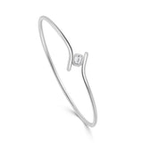 14K Gold Emerald Cut Diamond Flexible Bypass Bangle - 0.26 CT.