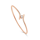 14K Gold Oval Diamond Flexible Bypass Bangle - 0.25 CT
