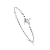 14K Gold Oval Diamond Flexible Bypass Bangle - 0.25 CT
