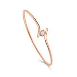 14K Gold Pear Shape Diamond Flexible Bypass Bangle - 0.27 CT