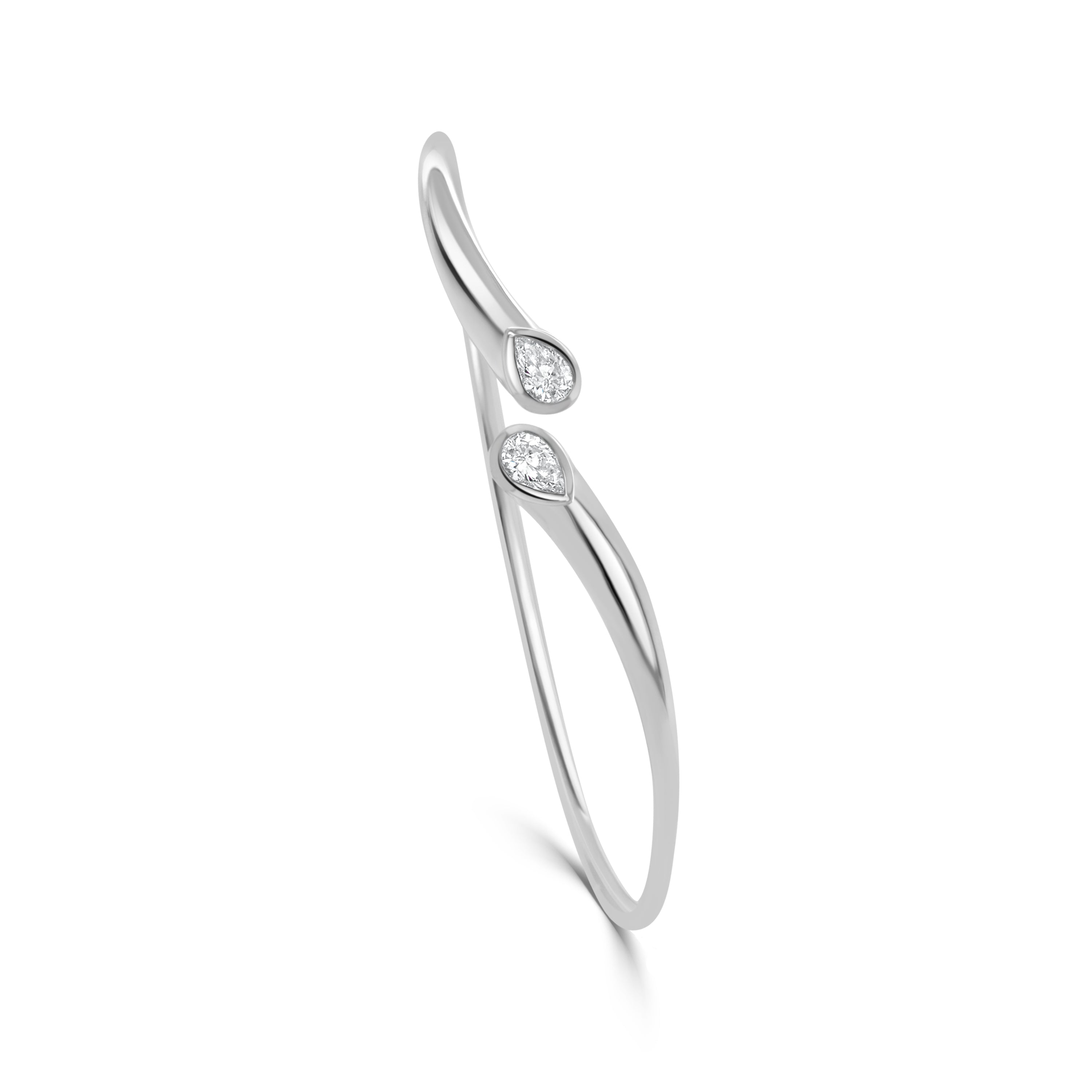 14K Gold Pear Shape Diamond Open Flexible Bangle - 0.50 CT