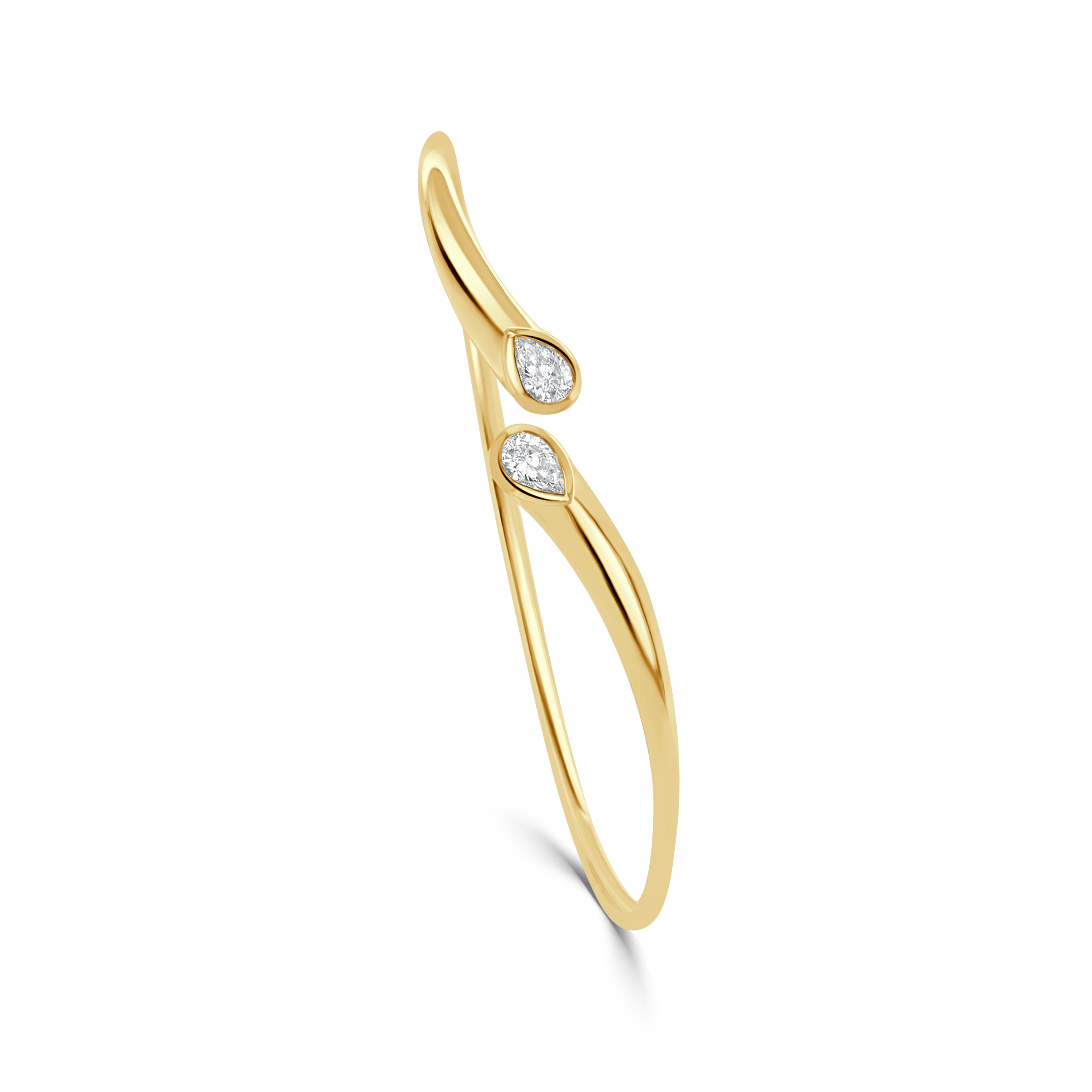 14K Gold Pear Shape Diamond Open Flexible Bangle - 0.50 CT