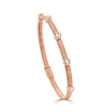 14K Gold Oval Bezel Diamond Bangle  -0.75 CT