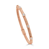14K Gold Emerald Cut Bezel Diamond Bangle - 0.55 CT