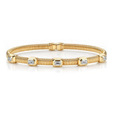 14K Gold Emerald Cut Bezel Diamond Bangle - 0.55 CT
