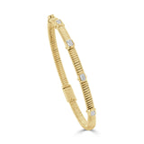 14K Gold Emerald Cut Bezel Diamond Bangle - 0.55 CT