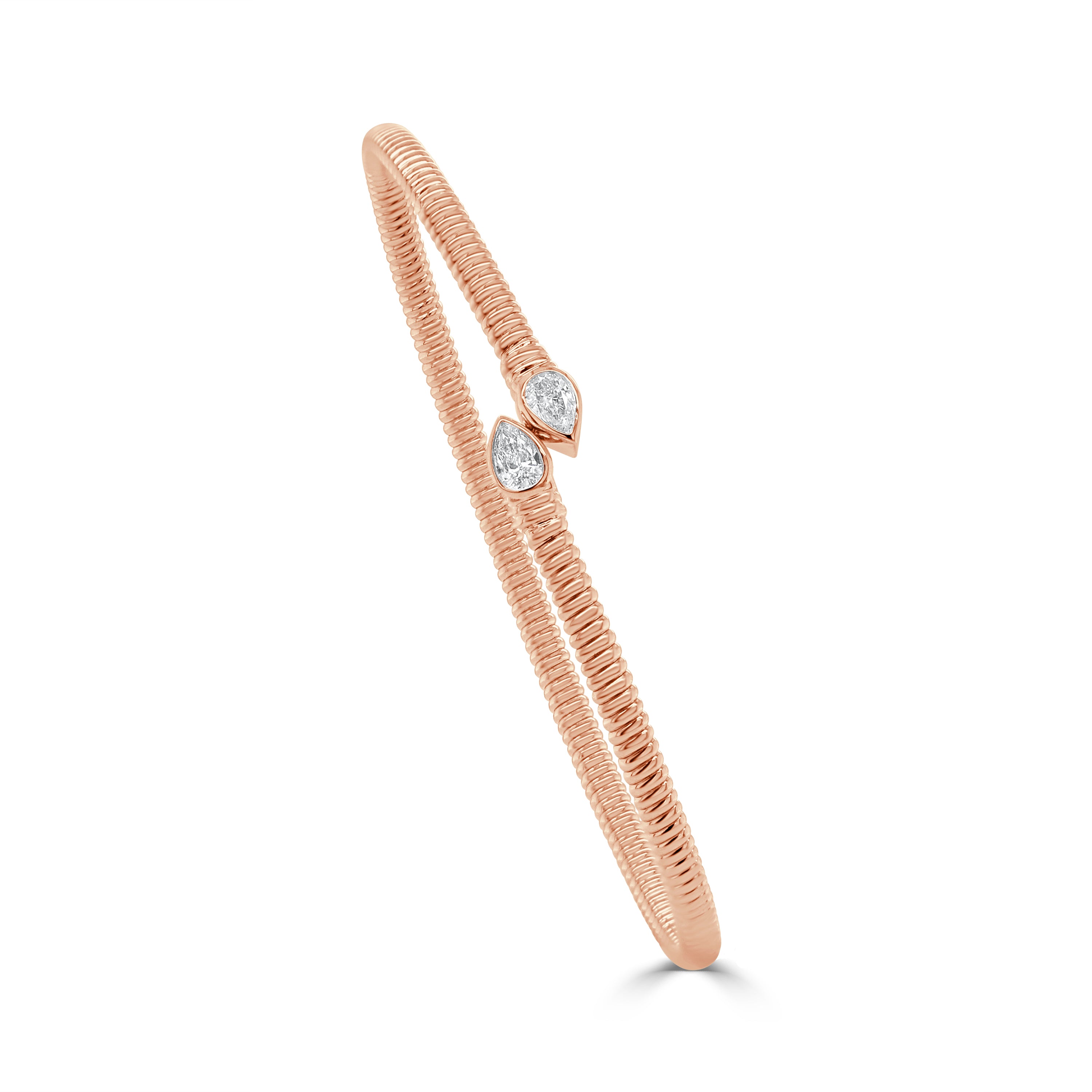 14K Gold Pear Shape Bezel Diamond Bangle - 0.33 CT