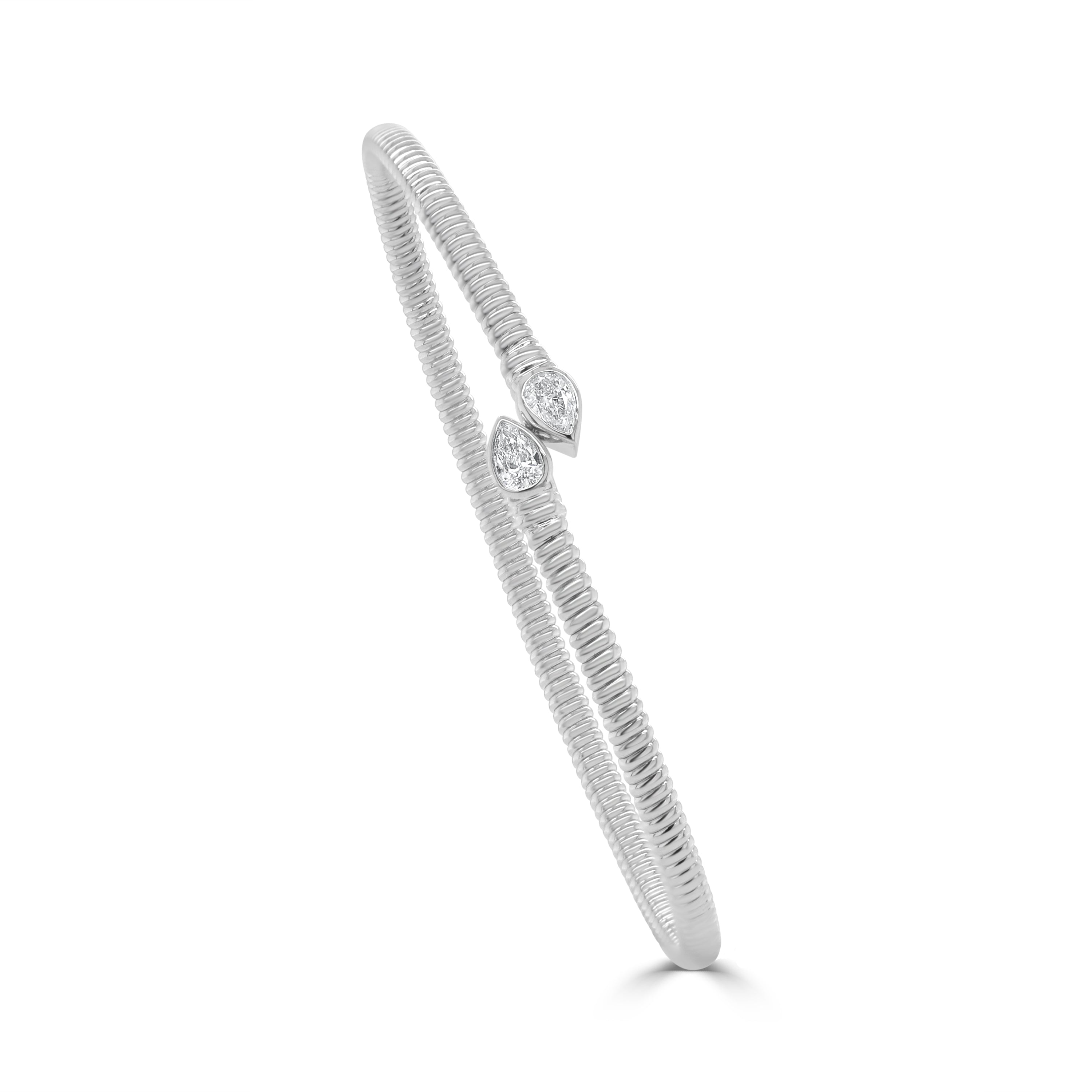 14K Gold Pear Shape Bezel Diamond Bangle - 0.33 CT