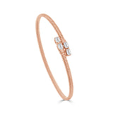 14K Gold Emerald Cut Diamond Bangle - 0.80 CT