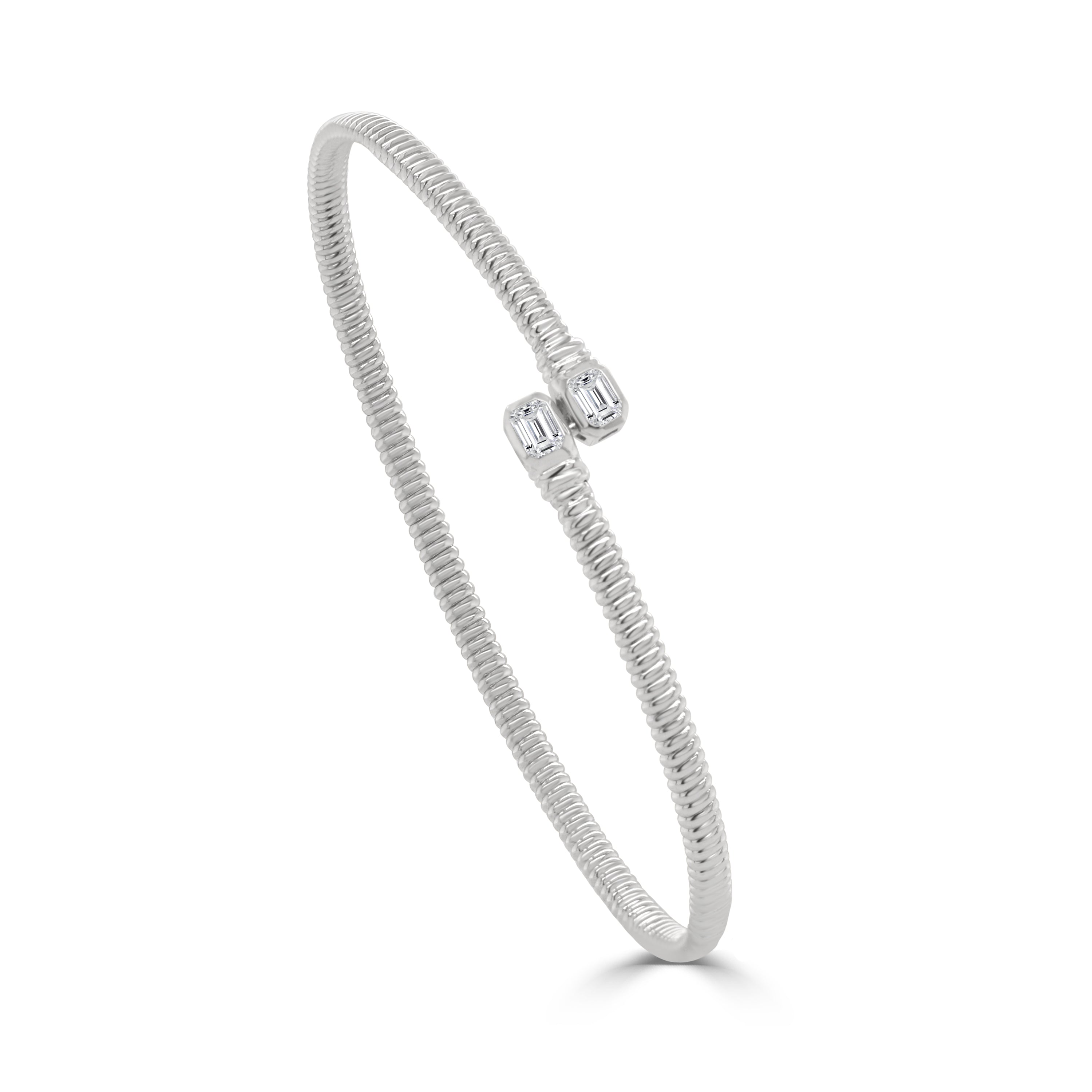 14K Gold Emerald Cut Diamond Bangle - 0.30 CT
