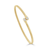 14K Gold Emerald Cut Diamond Bangle - 0.30 CT