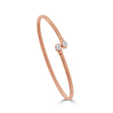 14K Gold Oval Bezel Diamond Bangle - 0.30 CT