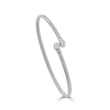 14K Gold Oval Bezel Diamond Bangle - 0.30 CT