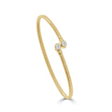 14K Gold Oval Bezel Diamond Bangle - 0.30 CT