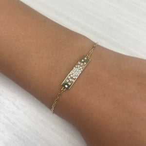 14K Gold & Diamond Sprinkle Bar Bracelet