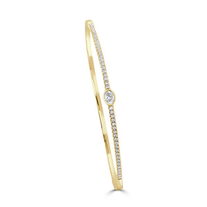 14K Gold Oval & Round Diamond Bangle