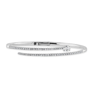 14K Gold Oval & Round Diamond Bangle