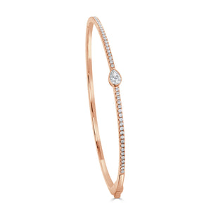 14K Gold Pear & Round Diamond Bangle