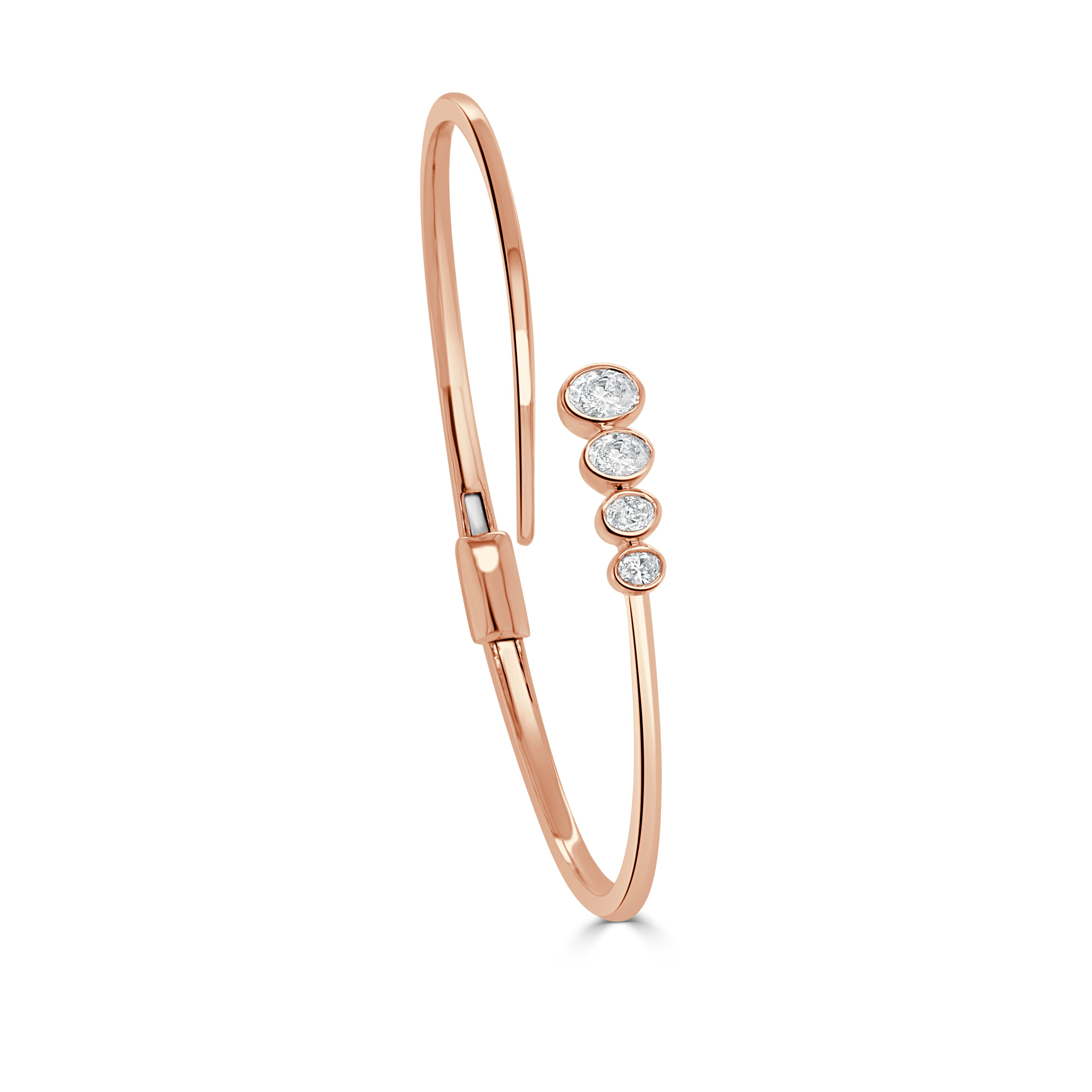 14K Gold Oval Diamond Bangle - 0.58 CT.