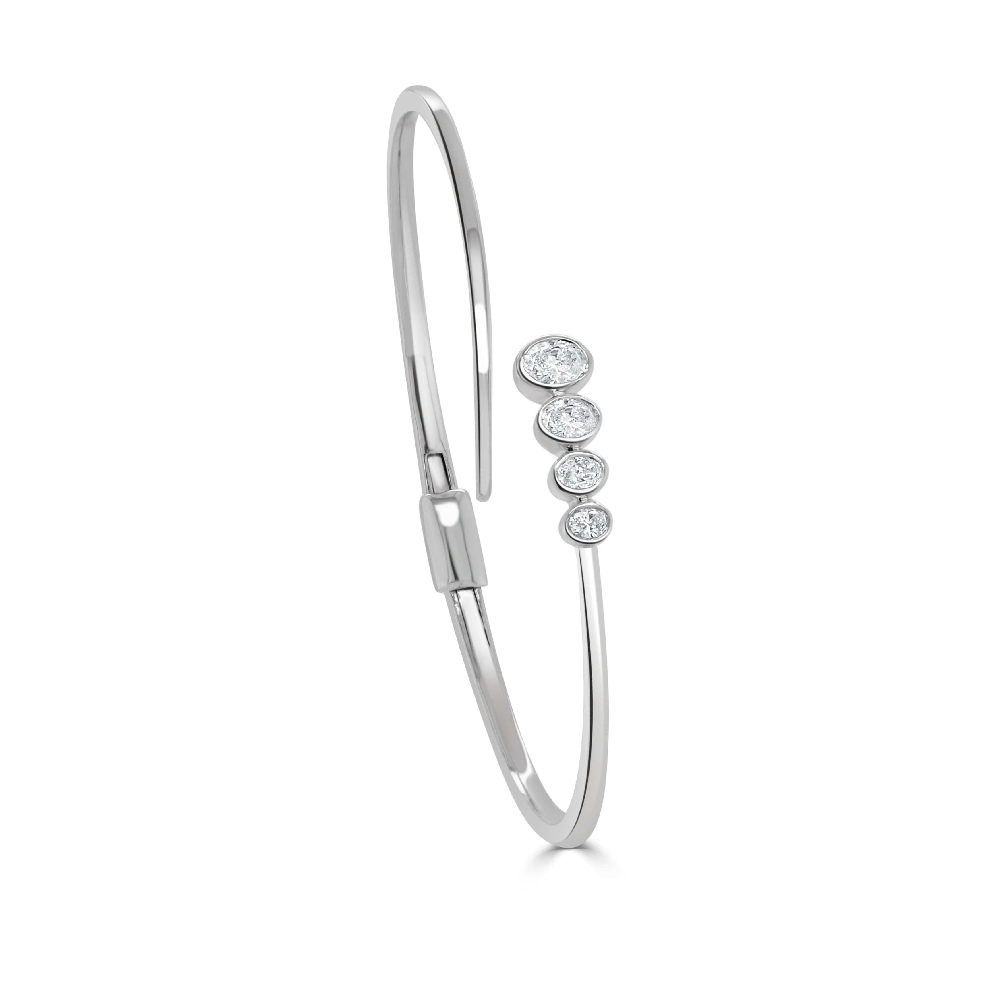14K Gold Oval Diamond Bangle - 0.58 CT.