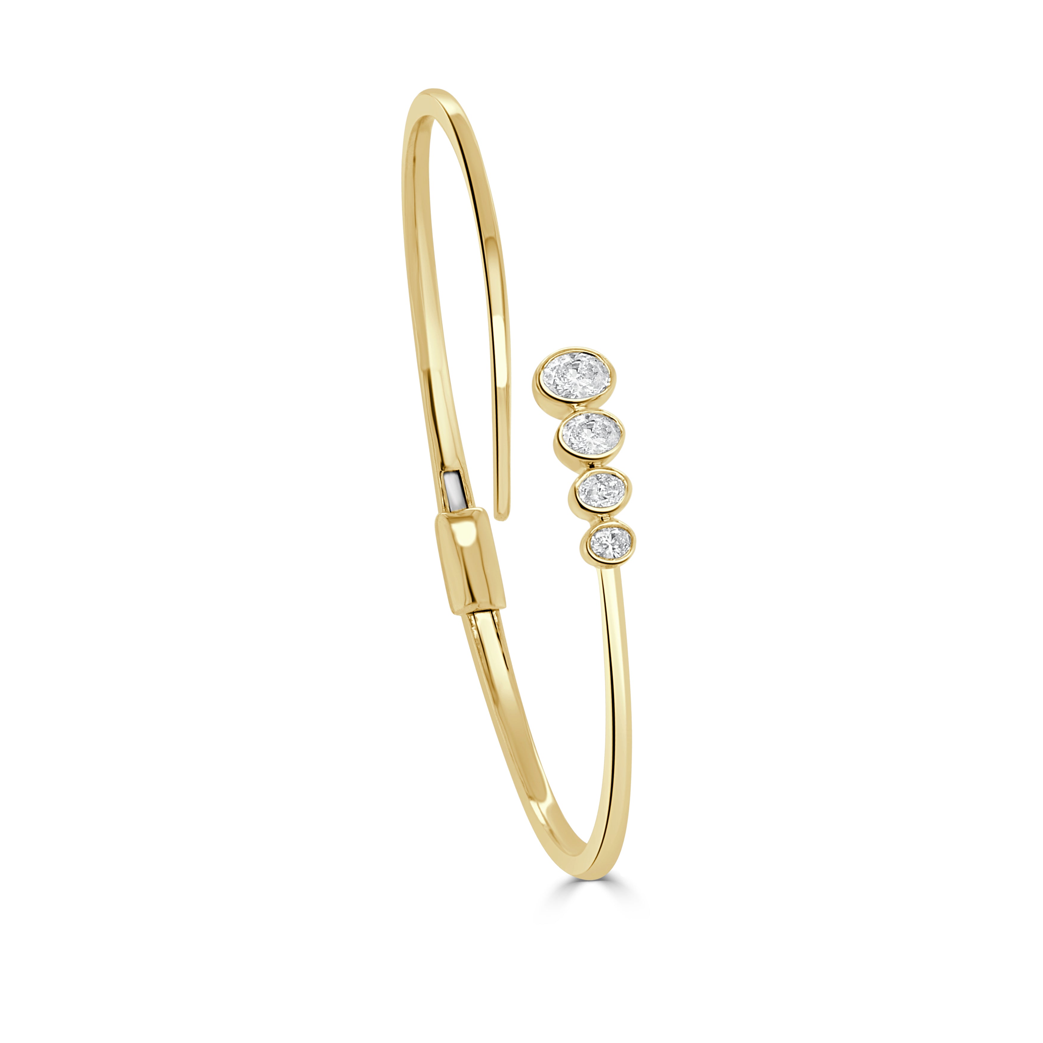 14K Gold Oval Diamond Bangle - 0.58 CT.