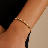 14K Gold & Textured Diamond Bangle - 0.71ct