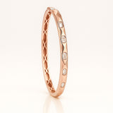 14K Gold & Textured Diamond Bangle - 0.71ct