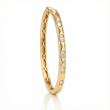 14K Gold & Textured Diamond Bangle - 0.71ct