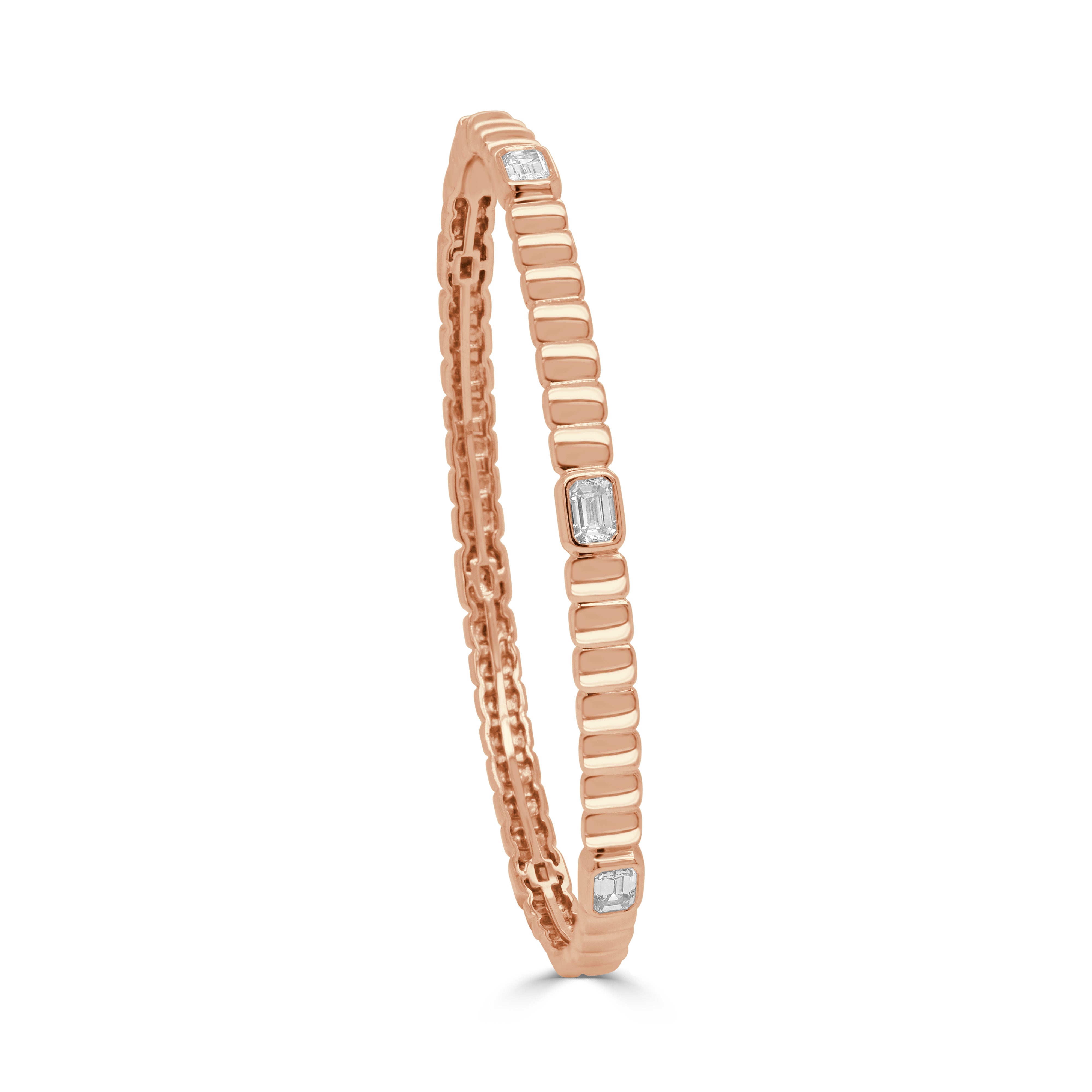 14K Gold & Emerald-Cut Diamond Bangle - 0.74ct