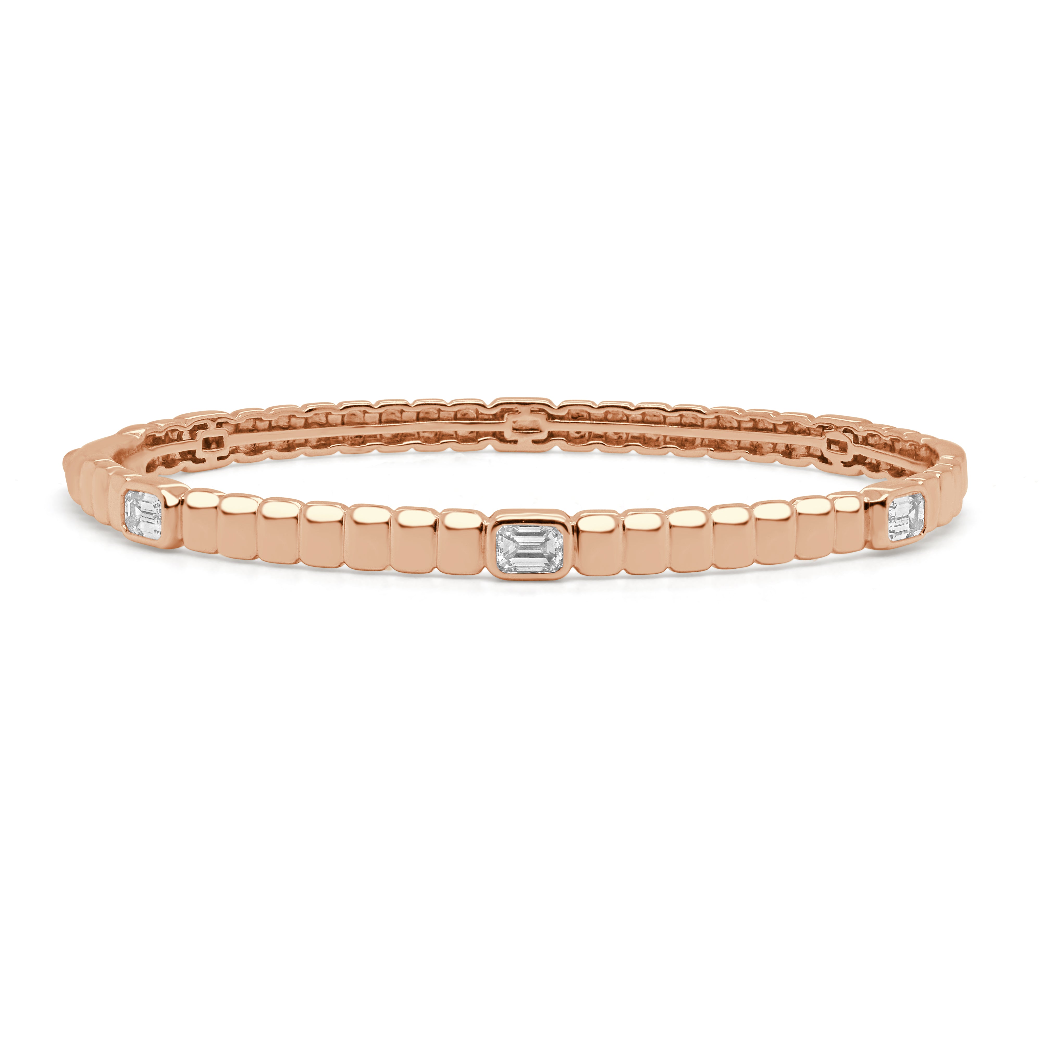 14K Gold & Emerald-Cut Diamond Bangle - 0.74ct