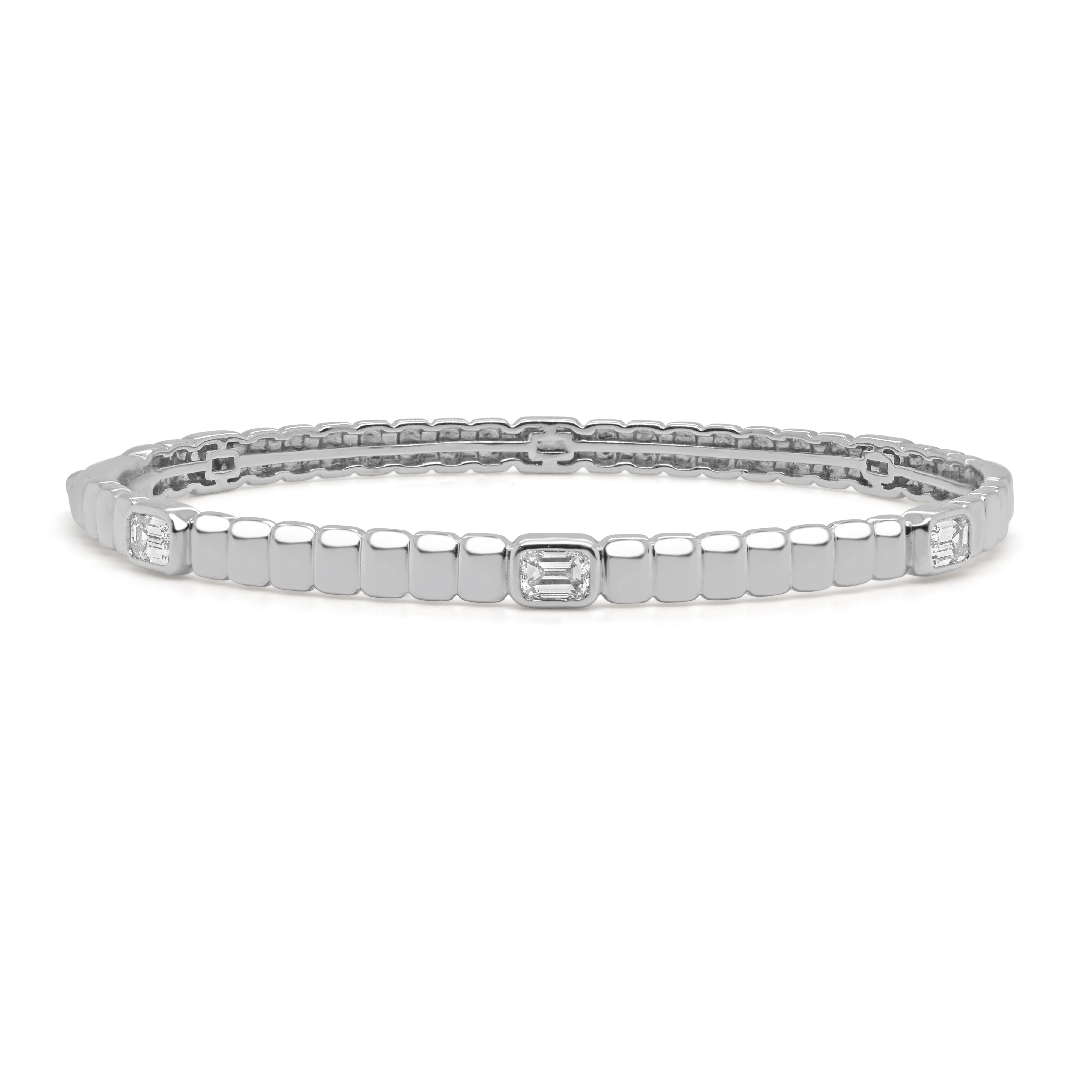 14K Gold & Emerald-Cut Diamond Bangle - 0.74ct