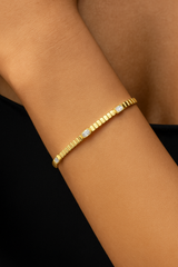 14K Gold & Emerald-Cut Diamond Bangle - 0.74ct