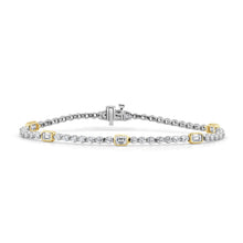 Load image into Gallery viewer, 14K Gold Two-Tone &amp; Emerald-Cut Diamond Tennis Bracelet