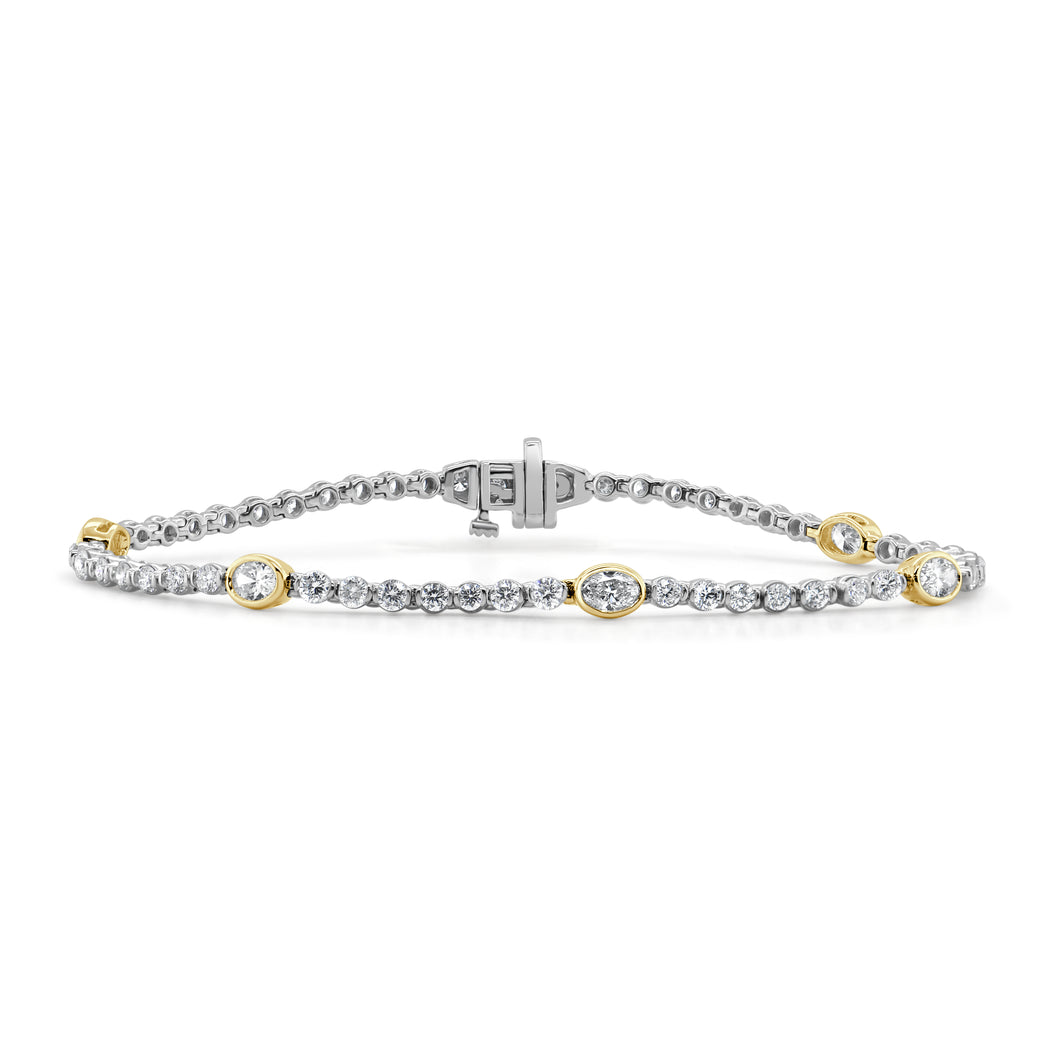 14K Gold & Oval-Cut Diamond Two-Tone  Bracelet