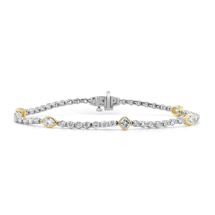 14K Gold & Fancy-Shape Diamond Two-Tone Bracelet