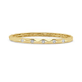 14K Gold & Diamond Textured Bangle