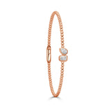 14K Gold Diamond Pear & Emerald Cut Bead Bangle