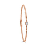 14K Gold Emerald Cut Diamond Bead Bangle