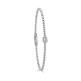14K Gold Emerald Cut Diamond Bead Bangle