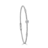 14K Gold Oval Cut & Round Diamond Bead Bangle