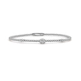 14K Gold Oval Cut & Round Diamond Bead Bangle