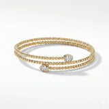 14K Gold Diamond Wrap Around Bead Bangle- 0.39 CT