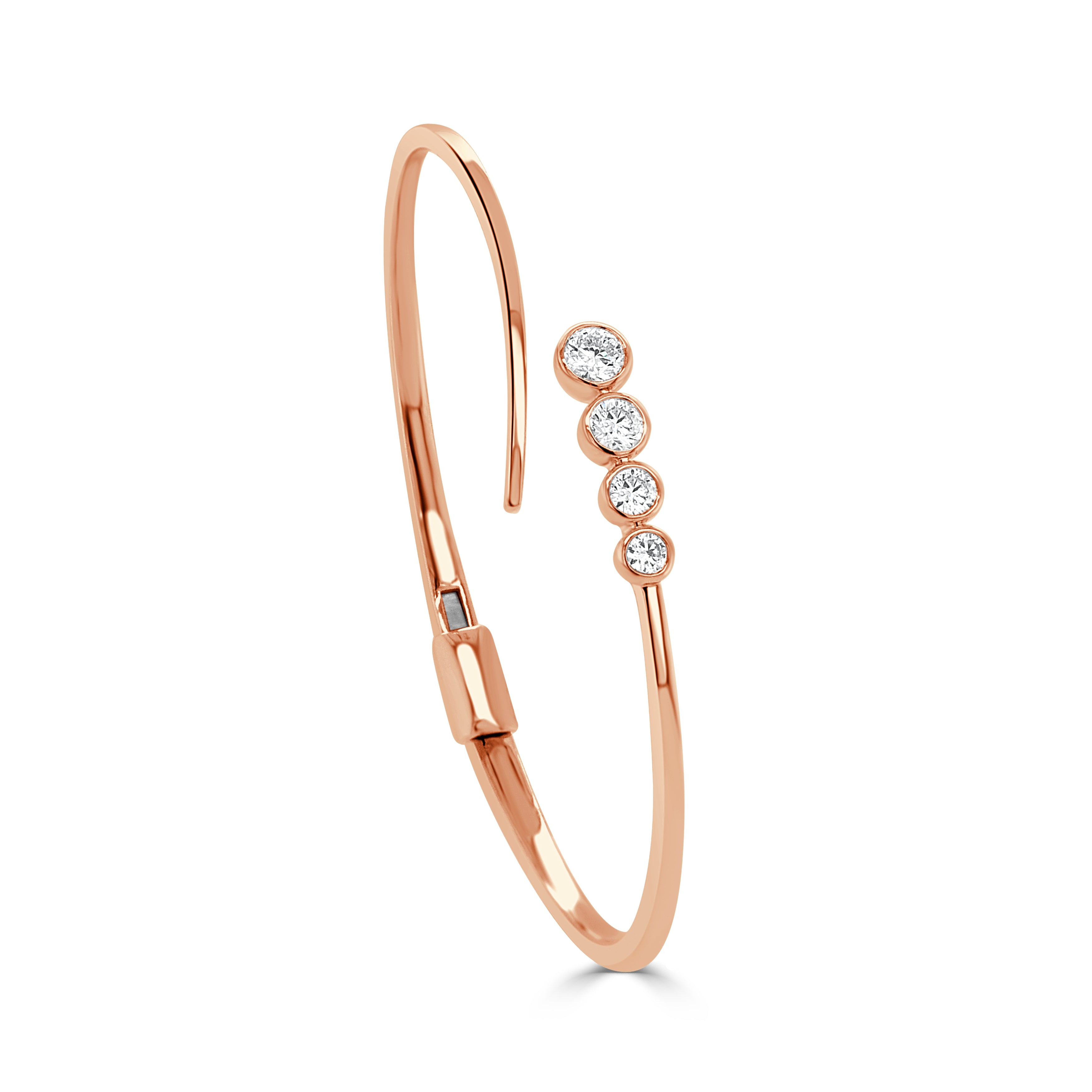 14K Gold Round Diamond Bangle - 0.64 CT