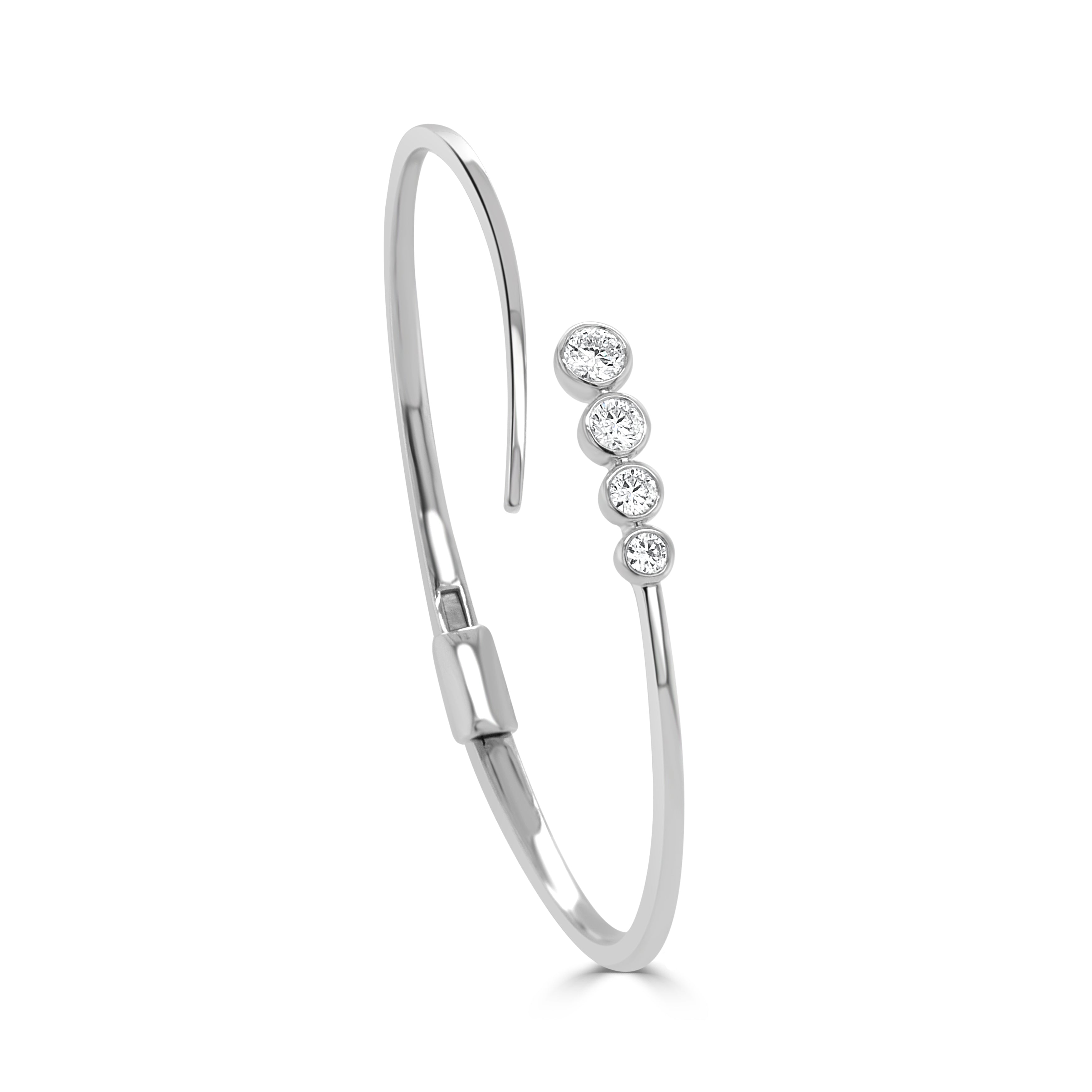 14K Gold Round Diamond Bangle - 0.64 CT