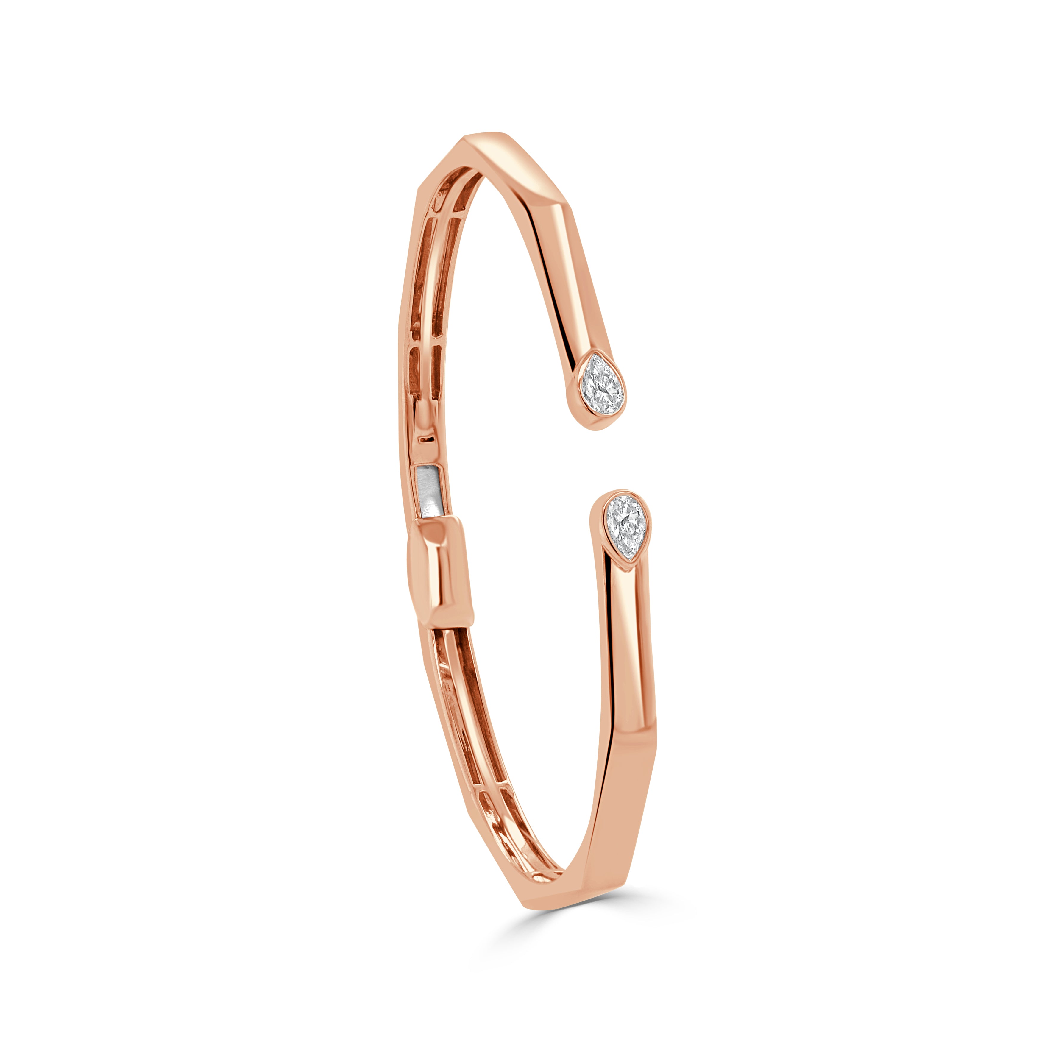14K Gold Pear Shape Bangle - 0.42 CT
