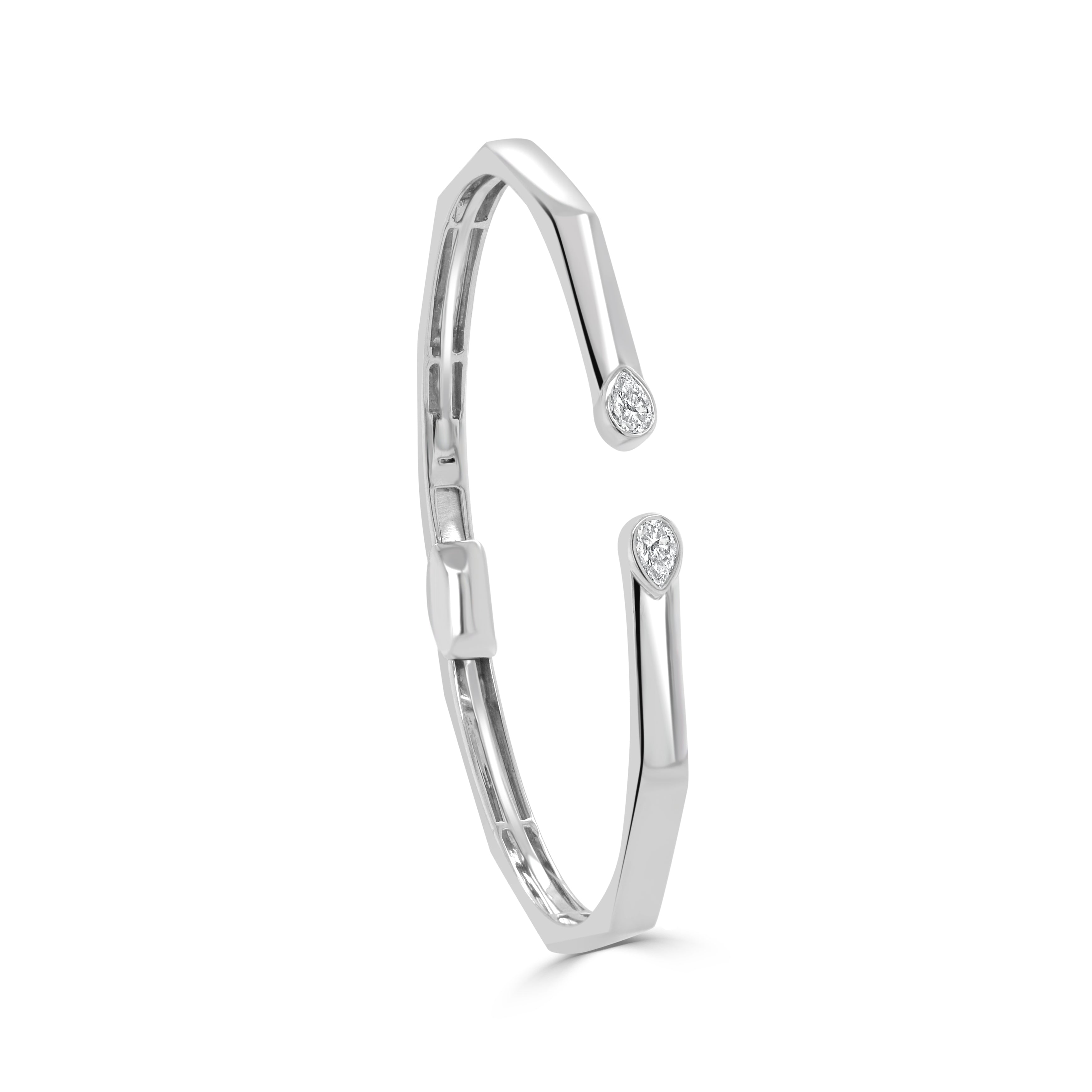 14K Gold Pear Shape Bangle - 0.42 CT