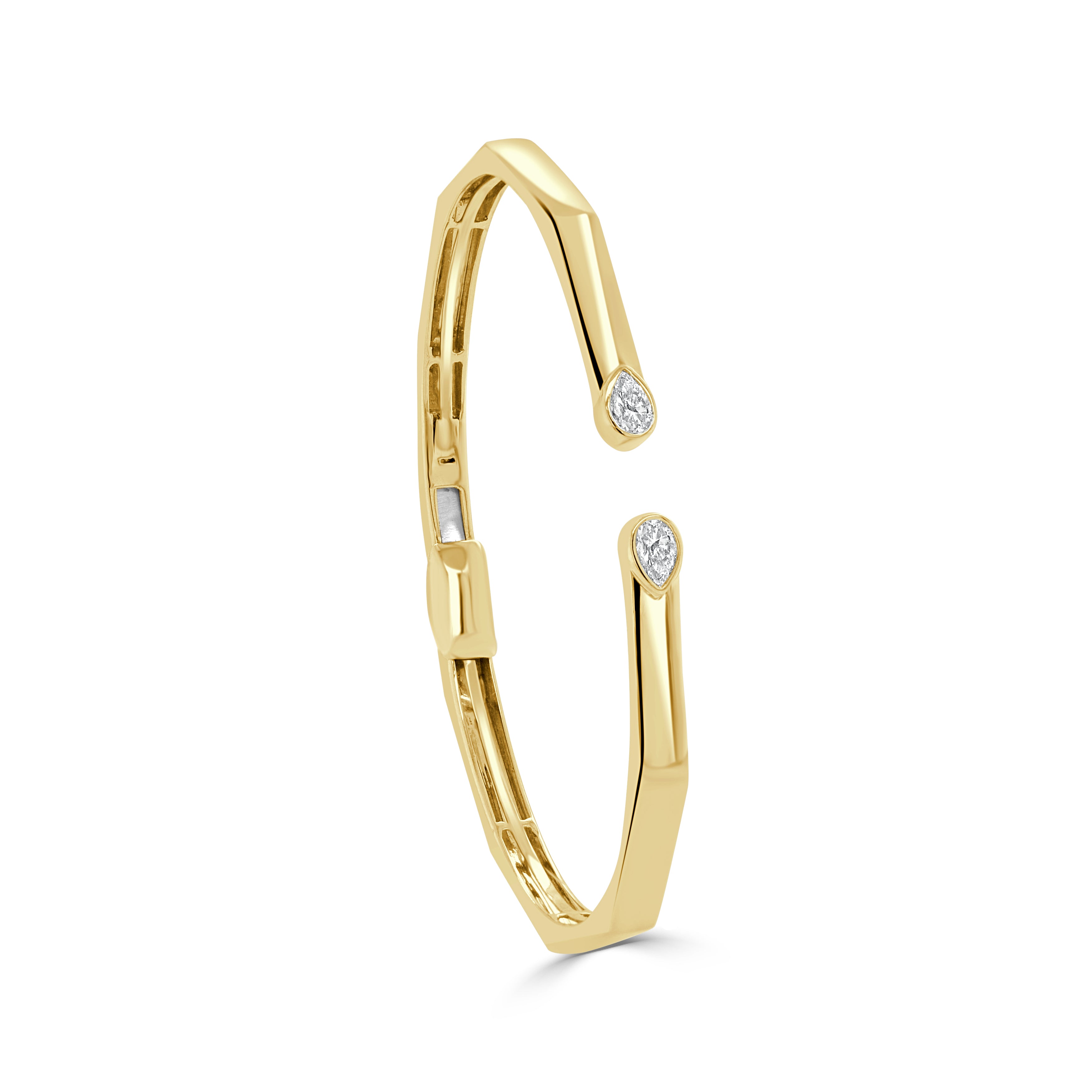 14K Gold Pear Shape Bangle - 0.42 CT