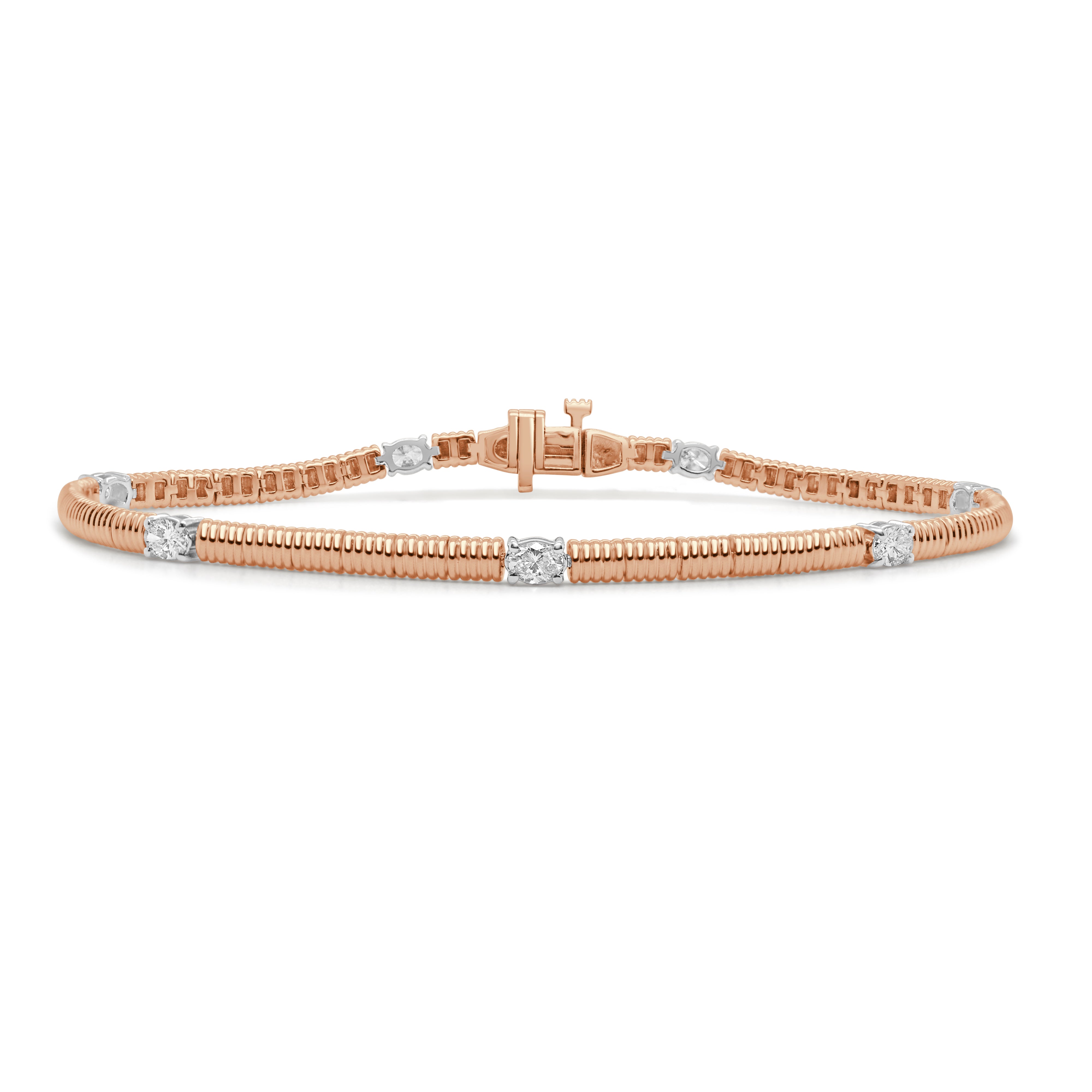 14K Gold & Oval Diamond Bracelet - 0.96ct