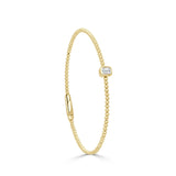 14K Gold Emerald Cut Diamond Flexible Bangle - 0.28 CT