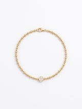 14K Gold Oval Diamond Beaded Bracelet - 0.25 CT